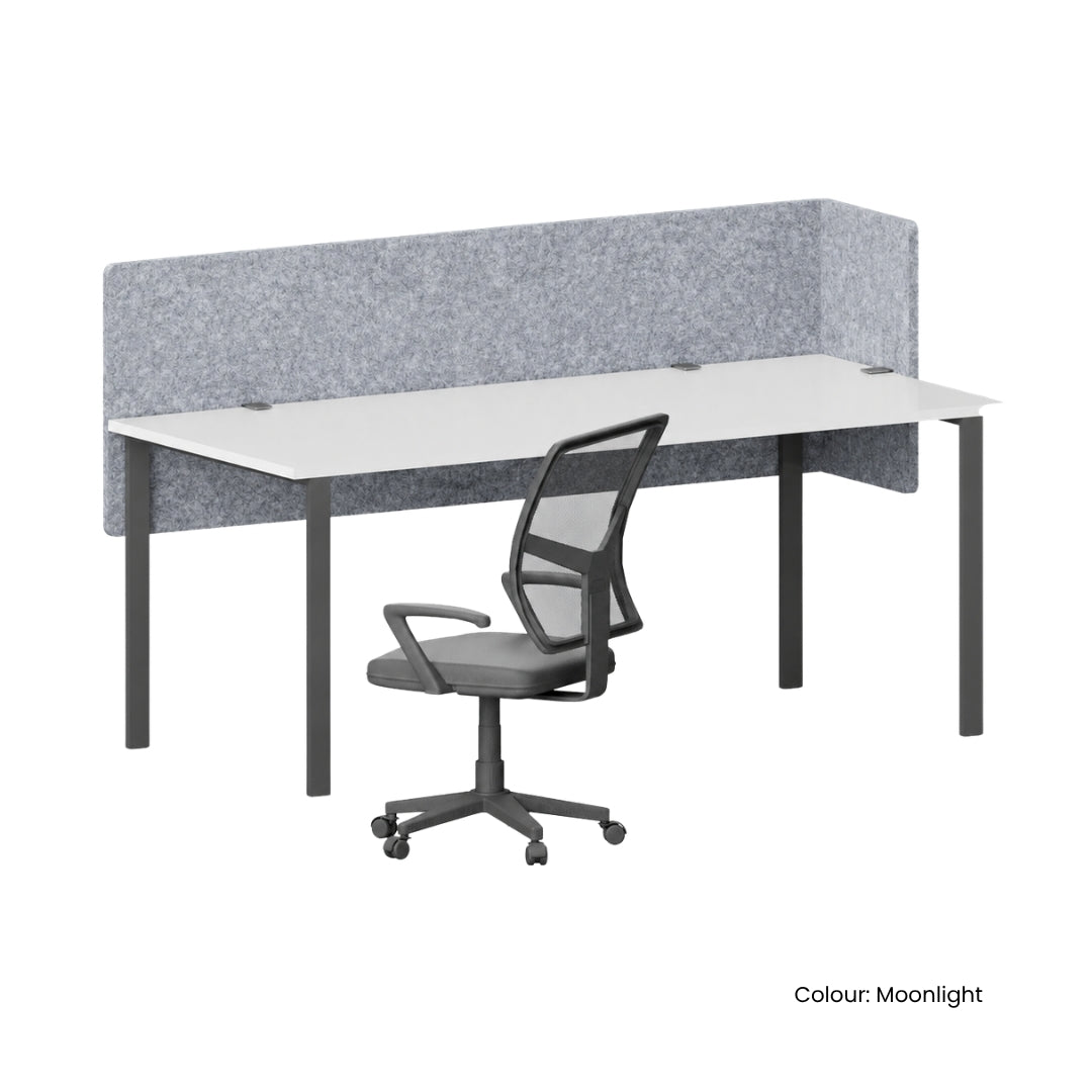 Visionchart DS12-LD-1880 SANA Serenity Desk Screen 12mm Above and Below Desk with Side Bar 1800x800+300mm. Alternate view 1. Supplied product image from Visionchart for Mega Office Supplies.