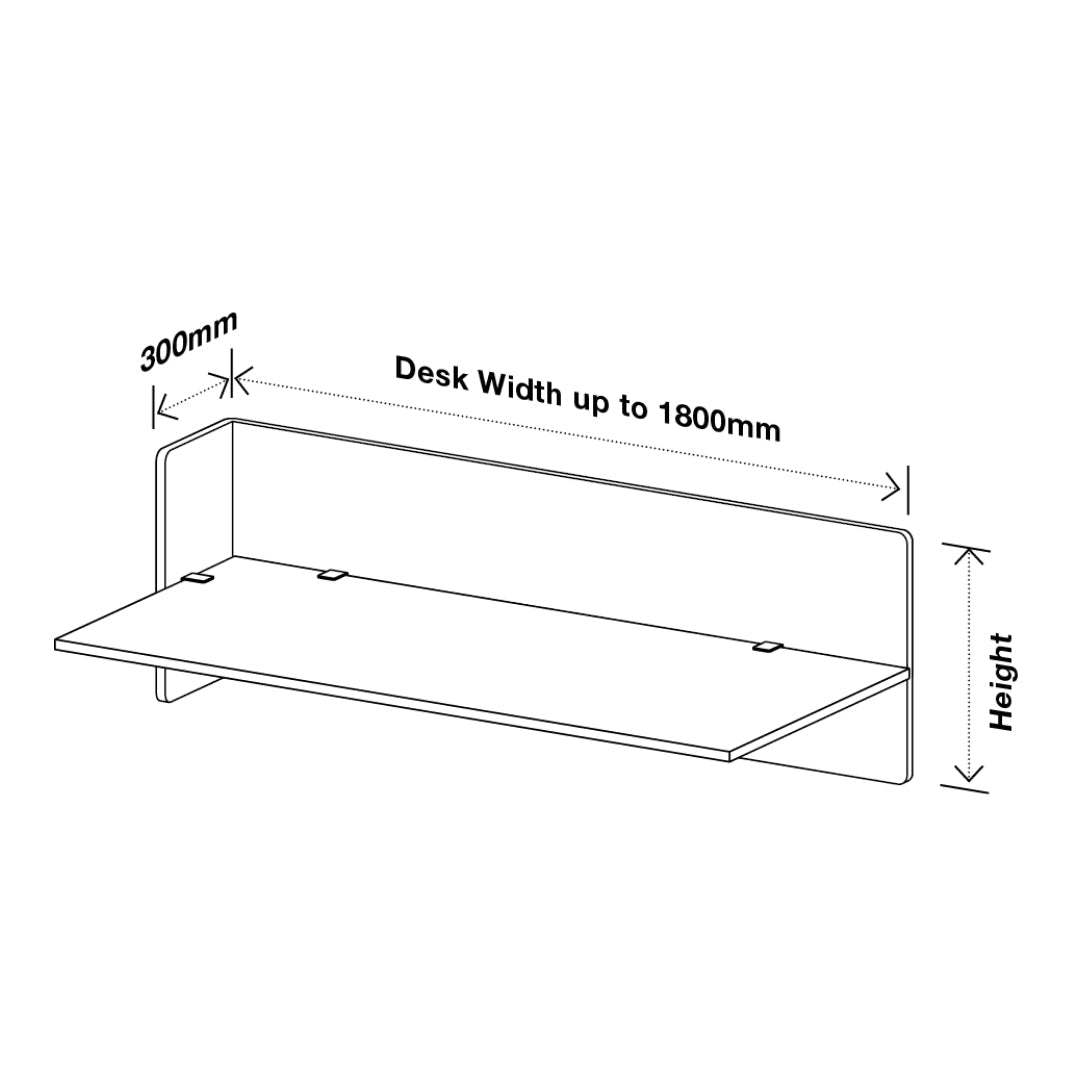 Visionchart DS12-LD-1280 SANA Serenity Desk Screen 12mm Above and Below Desk with Side Bar 1200x800+300mm. Alternate view 4. Supplied product image from Visionchart for Mega Office Supplies.