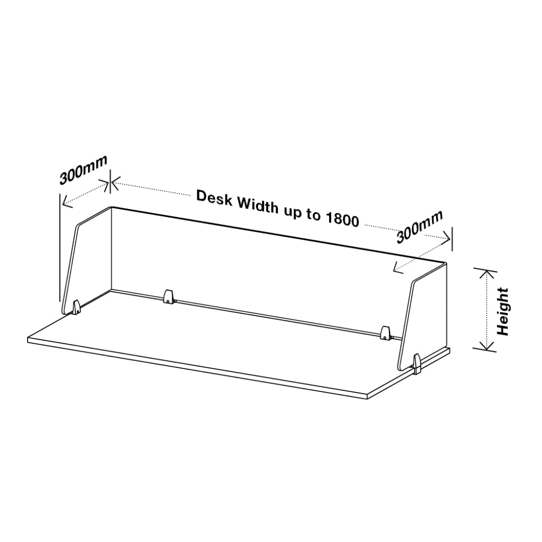 Visionchart DS24-UA-1560 SANA Serenity Desk Screen 24mm Above Desk Surround 1500x600x300mm. Alternate view 4. Supplied product image from Visionchart for Mega Office Supplies.