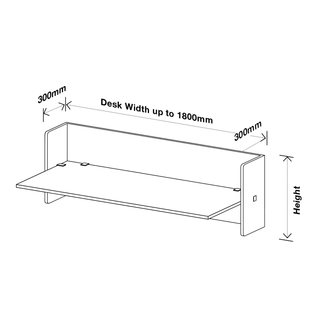 Visionchart DS12-UD-1880 SANA Serenity Desk Screen 12mm Above and Below Desk Surround 1800x800+300+300mm. Alternate view 4. Supplied product image from Visionchart for Mega Office Supplies.