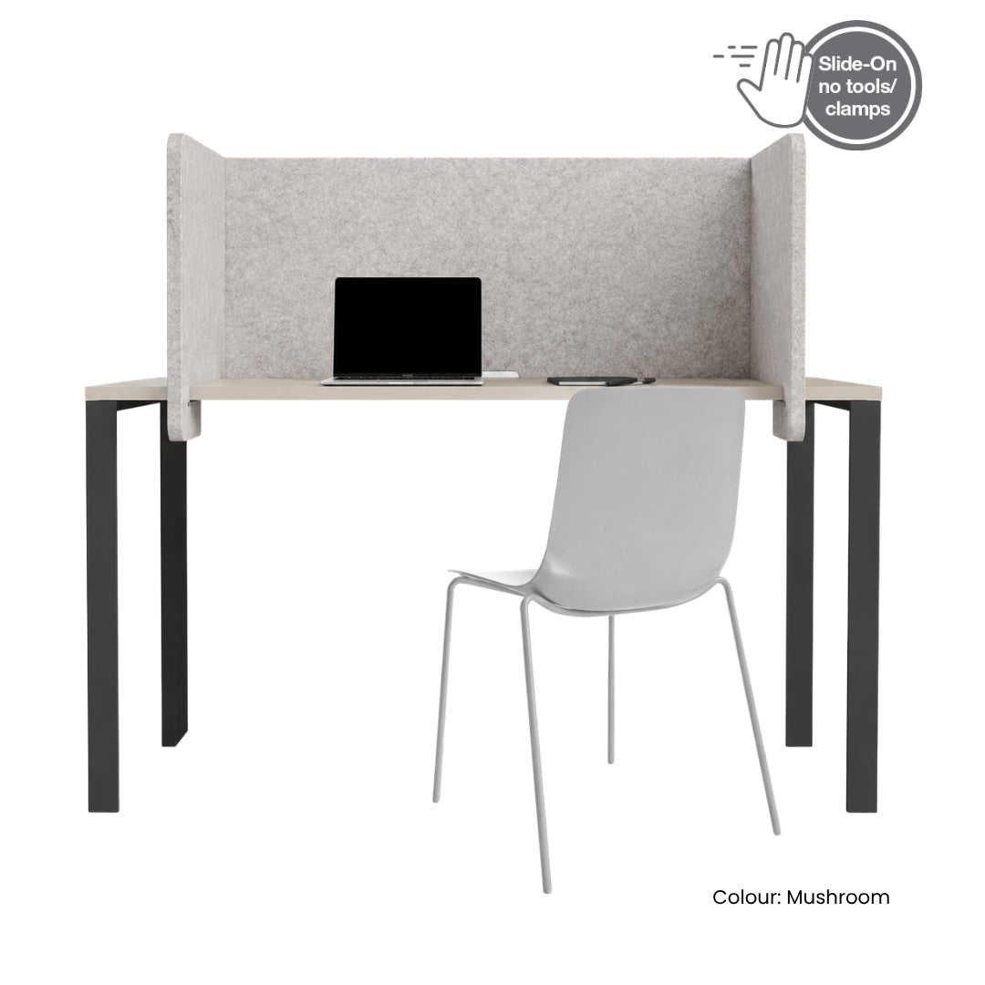 Visionchart SANA Slide On Surround Desk Screen 24mm Altitude Moonlight 940 x 680 x 480mm — shown in Mushroom