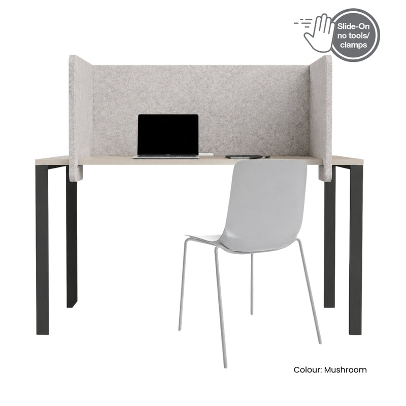 Visionchart SANA Slide On Surround Desk Screen 24mm Altitude Moonlight 940 x 680 x 480mm — shown in Mushroom