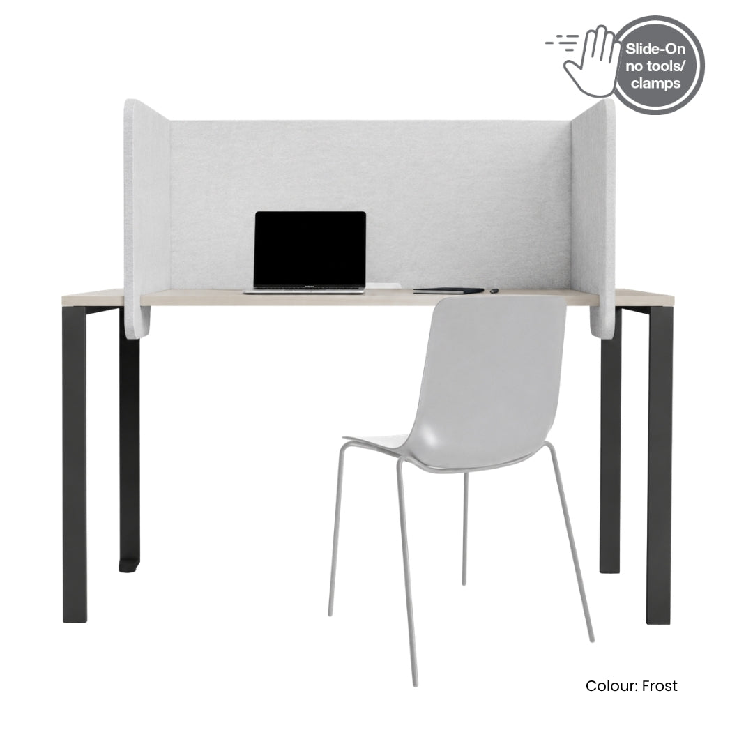 Visionchart SANA Slide On Surround Desk Screen 24mm Altitude Moonlight 940 x 680 x 480mm — shown in Frost