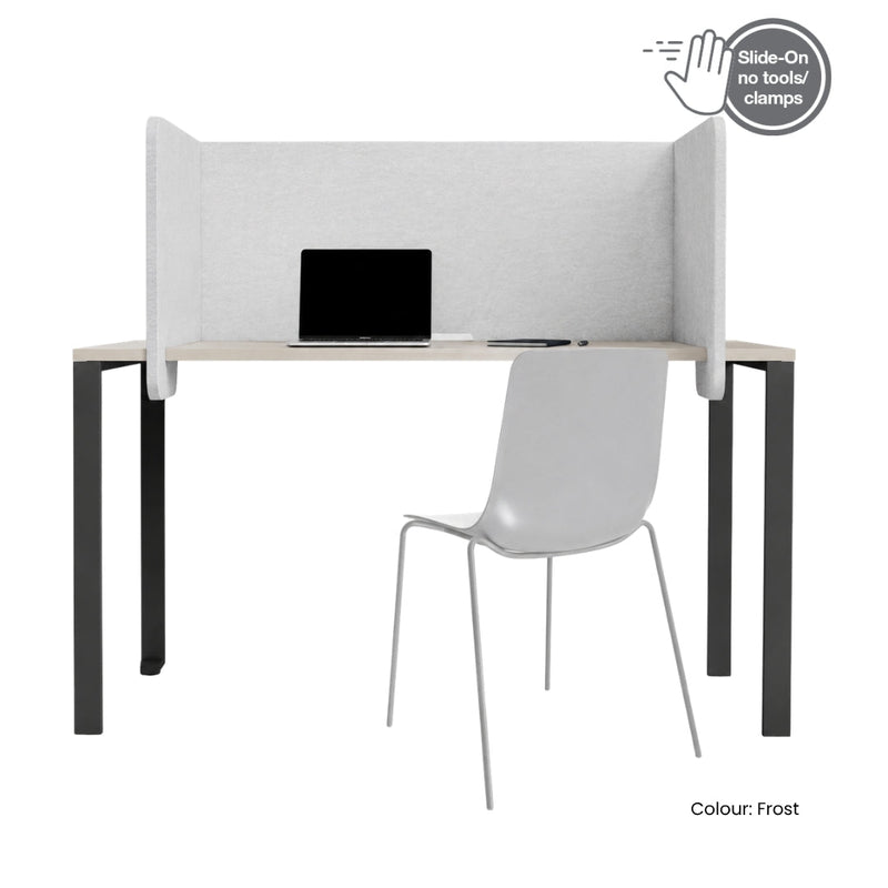 Visionchart SANA Slide On Surround Desk Screen 24mm Altitude Moonlight 940 x 680 x 480mm — shown in Frost