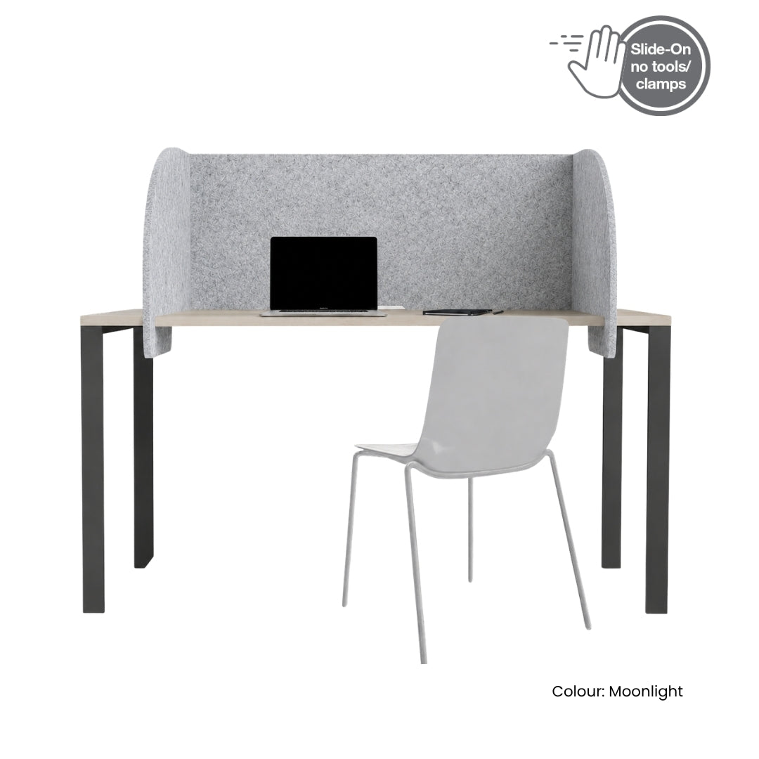 Visionchart SANA Slide-On Surround Desk Screen 940 x 680 x 480mm Arc Shadow — shown in Moonlight