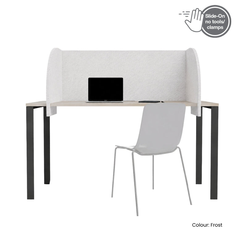 Visionchart SANA Slide-On Surround Desk Screen 940 x 680 x 480mm Arc Moonlight — shown in Frost