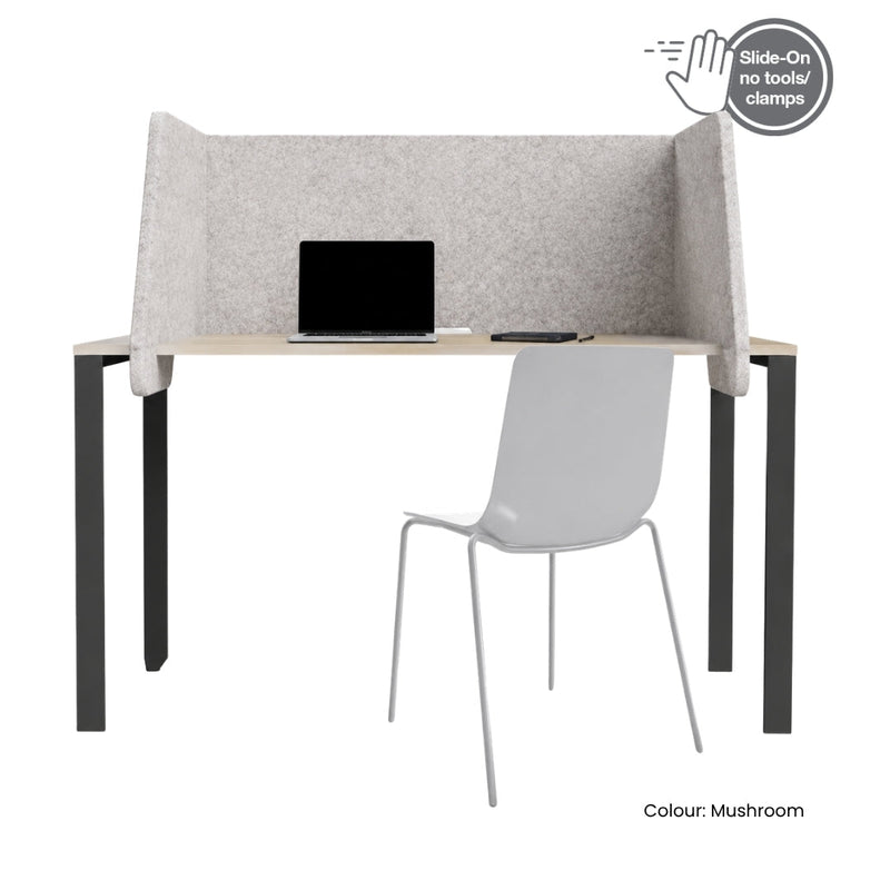 Visionchart SANA Slide-On Surround Desk Screen 940 x 680 x 480mm Incline Mushroom