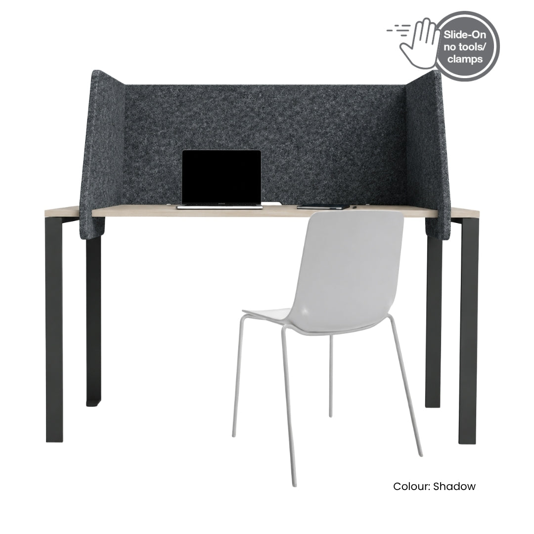 Visionchart SANA Slide-On Surround Desk Screen 940 x 680 x 480mm Incline Moonlight — shown in Shadow