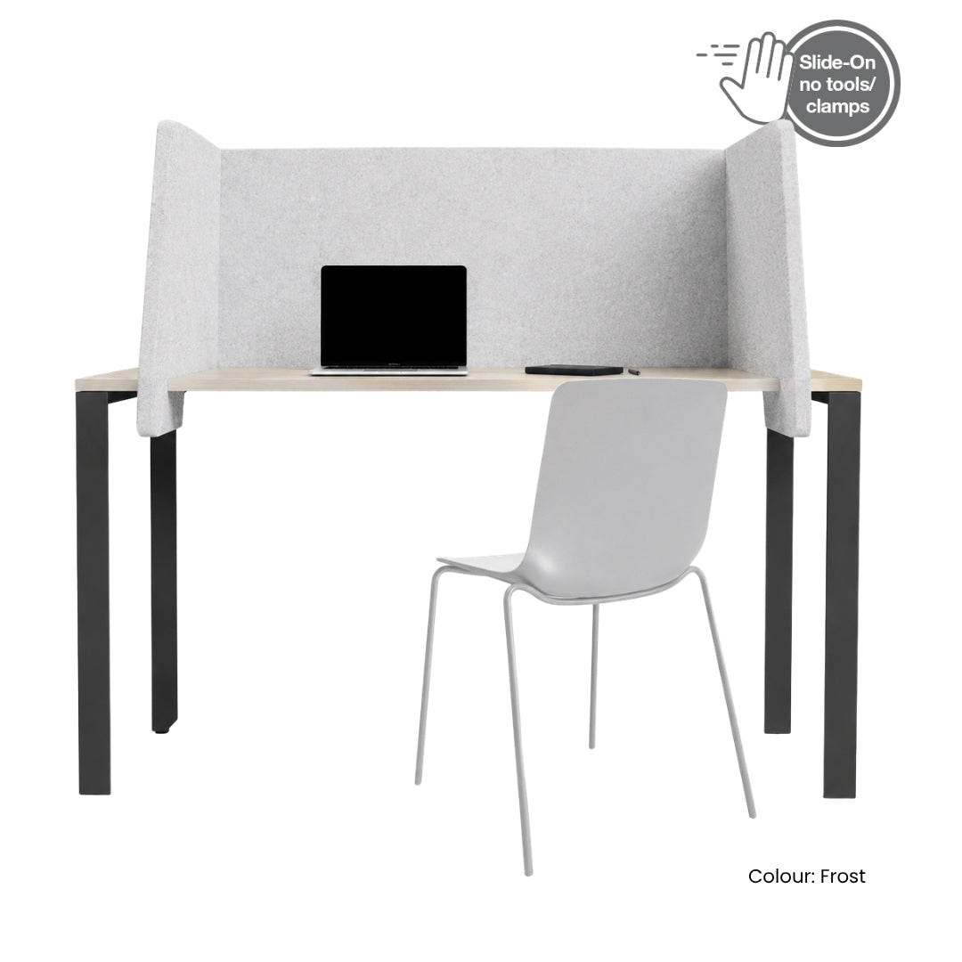 Visionchart SANA Slide-On Surround Desk Screen 940 x 680 x 480mm Incline Moonlight — shown in Frost