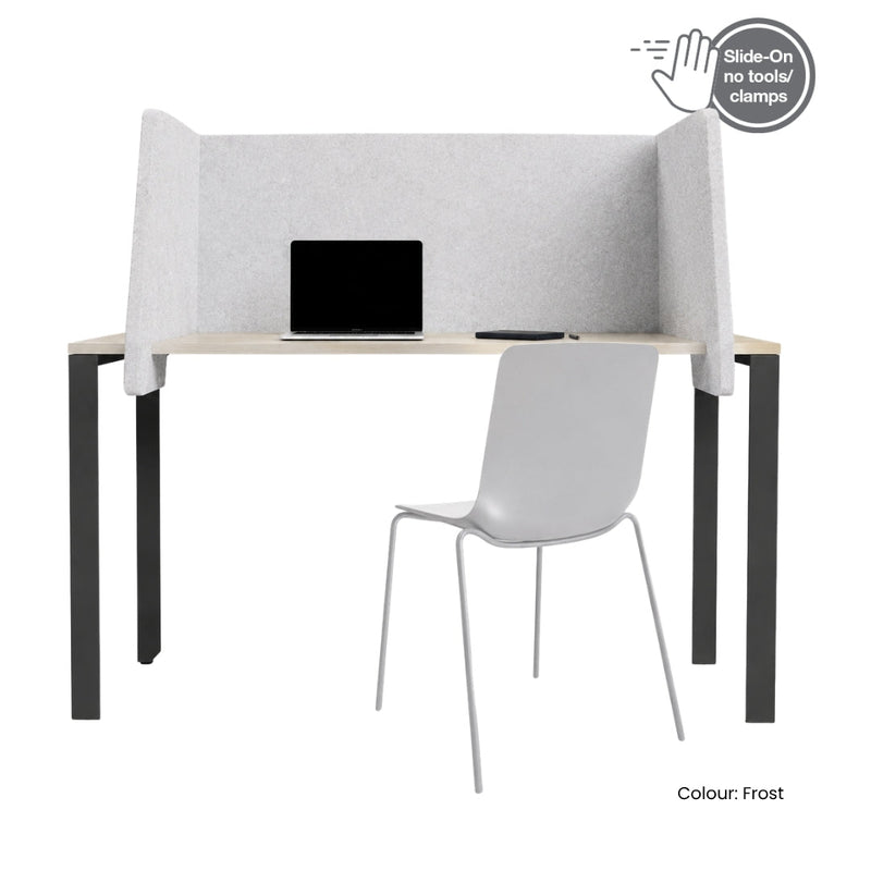 Visionchart SANA Slide-On Surround Desk Screen 940 x 680 x 480mm Incline Moonlight — shown in Frost