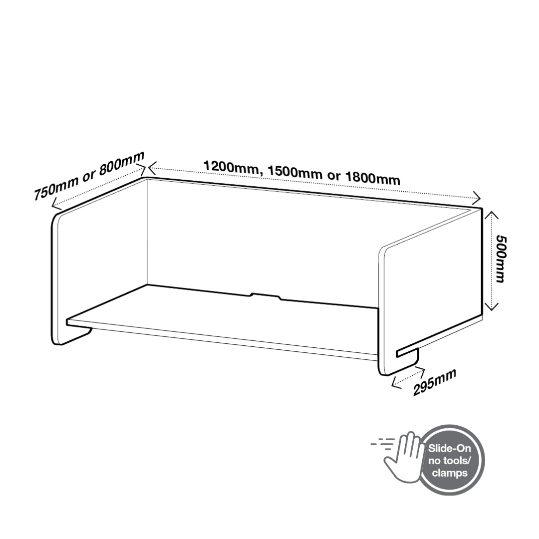 Visionchart DS24-US-1575ALT SANA Serenity Desk Screen 24mm Sit-Stand Slider Surround 1500x750x500mm Altitude. Alternate view 4. Supplied product image from Visionchart for Mega Office Supplies.