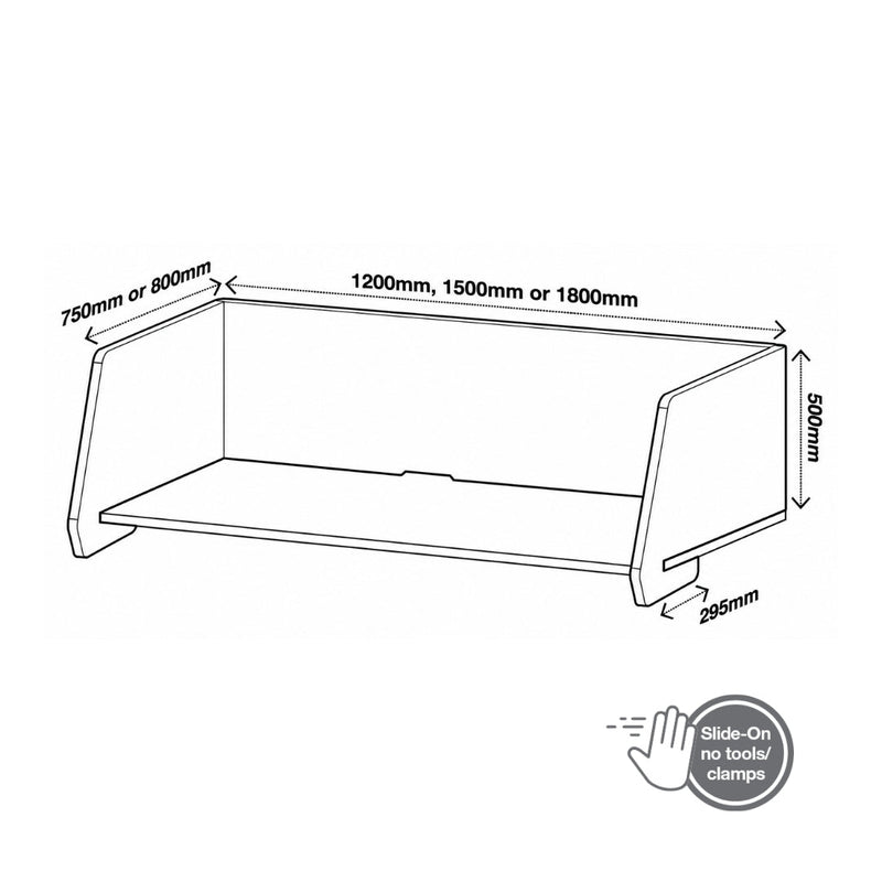 Visionchart DS24-US-1575INC SANA Serenity Desk Screen 24mm Sit-Stand Slider Surround 1500x750x500mm Incline. Alternate view 4. Supplied product image from Visionchart for Mega Office Supplies.