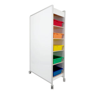 Visionchart Huddle Double-Sided Mobile Whiteboard with Extra 2 Shelves and 10 Tote Trays - image 1