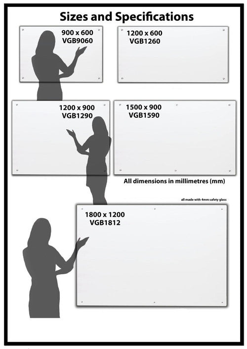 Visionchart VGB1812-B Lumiere Magnetic Glassboard 1800 x 1200mm Black