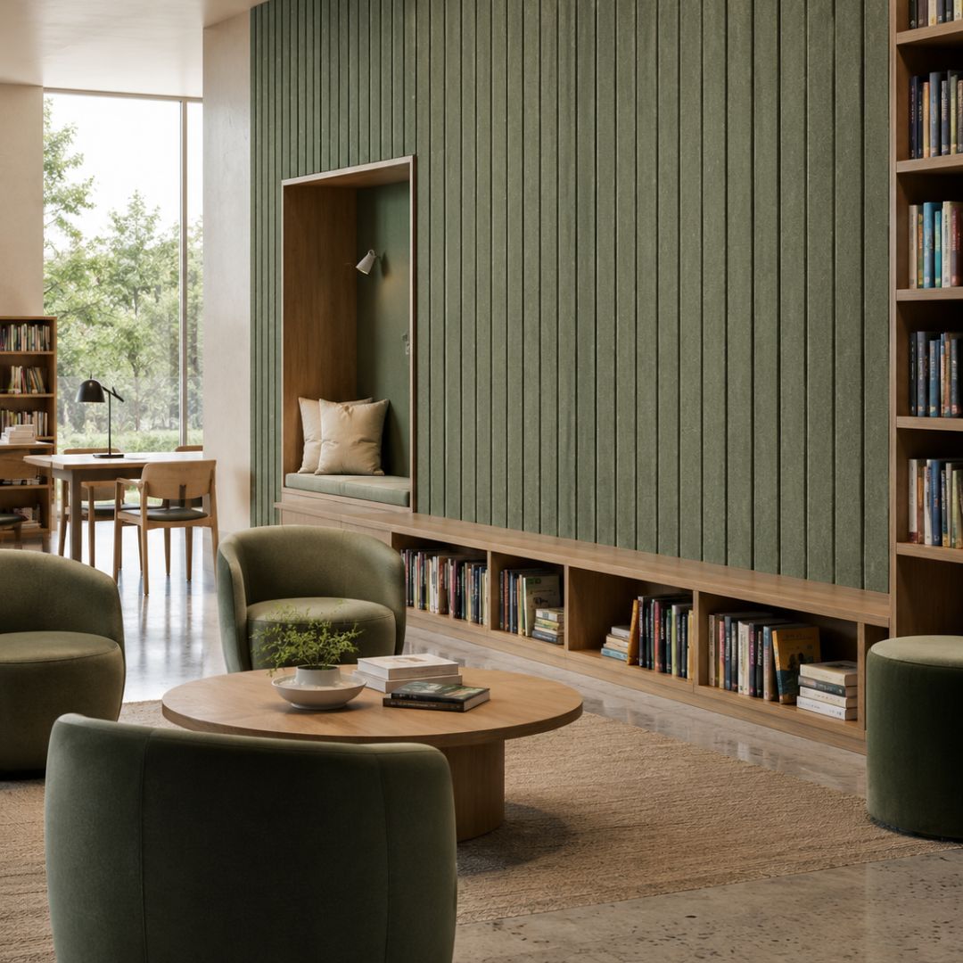 Visionchart SANA2612L-OL12 SANA Linea Acoustic Panel 12mm 2600x1200mm Olive 60. Alternate view 1. Supplied product image from Visionchart for Mega Office Supplies.