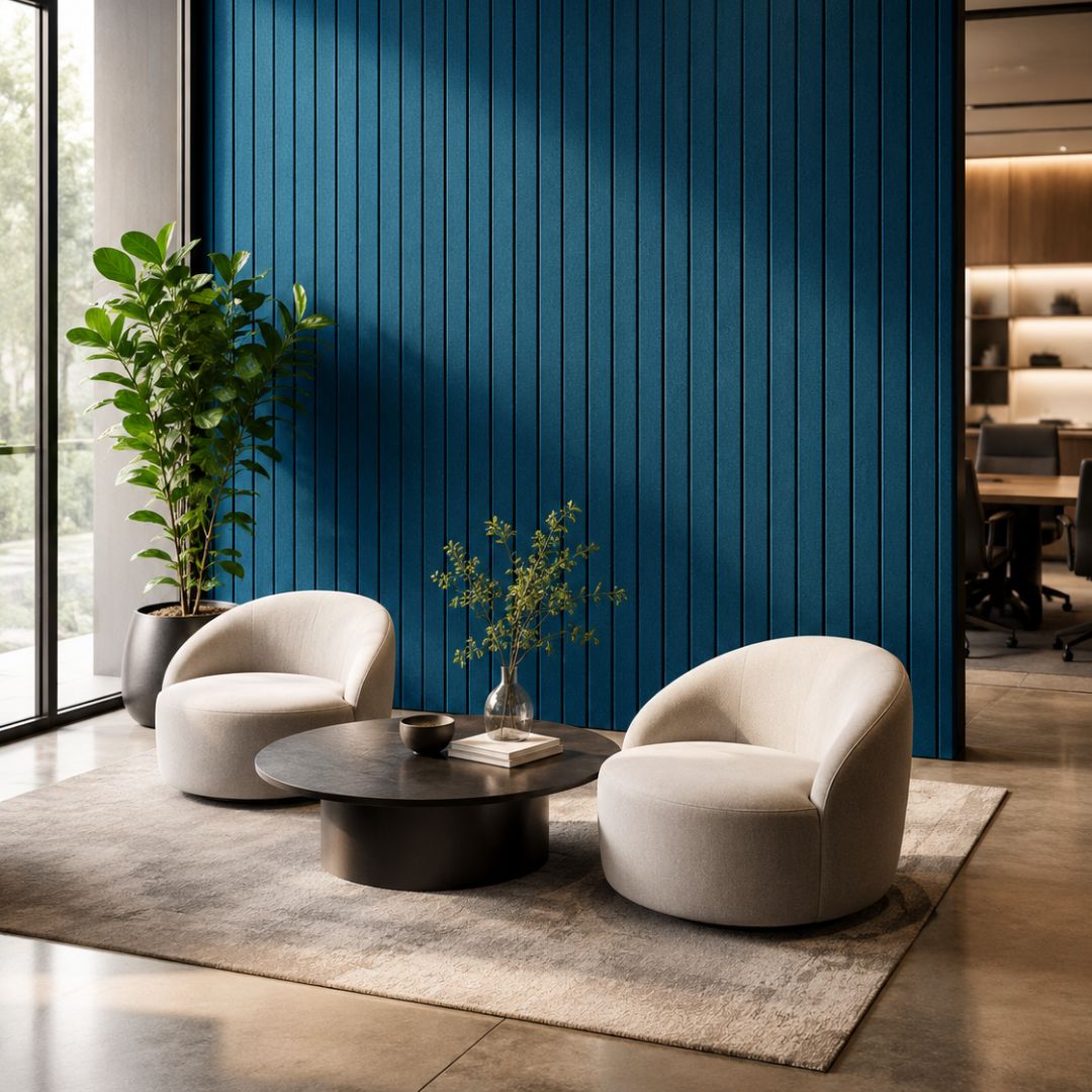 Visionchart SANA2612L-SB12 SANA Linea Acoustic Panel 12mm 2600x1200mm Steel Blue 28. Alternate view 1. Supplied product image from Visionchart for Mega Office Supplies.