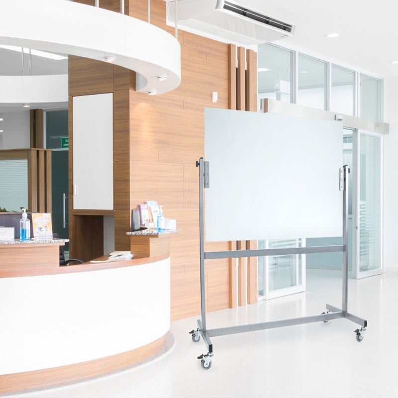 Visionchart SMW1290A Space Mobile Magnetic Glassboard 1210x855mm White. Alternate view 1. Supplied product image from Visionchart for Mega Office Supplies.