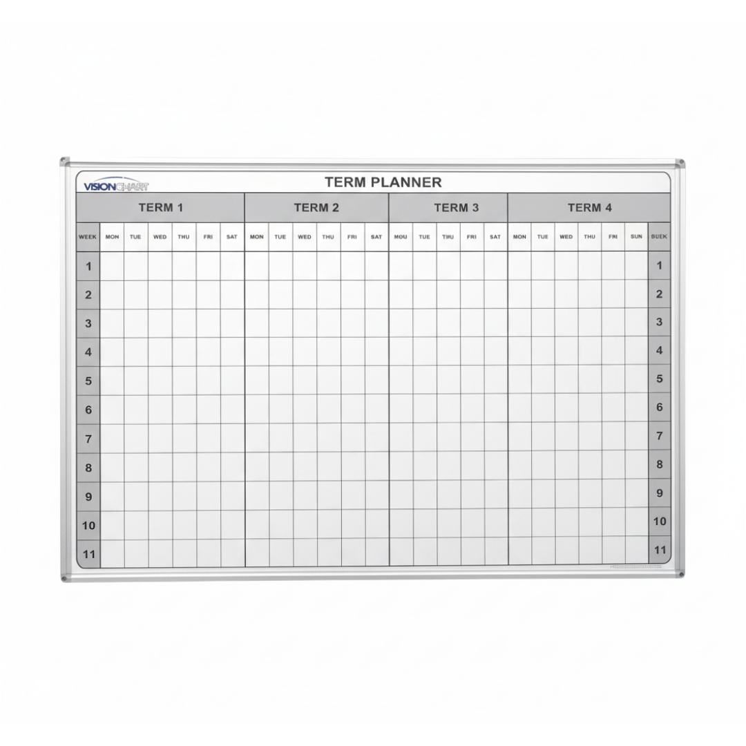 Visionchart School Planner Magnetic Whiteboard 1200 x 900mm 4 Term