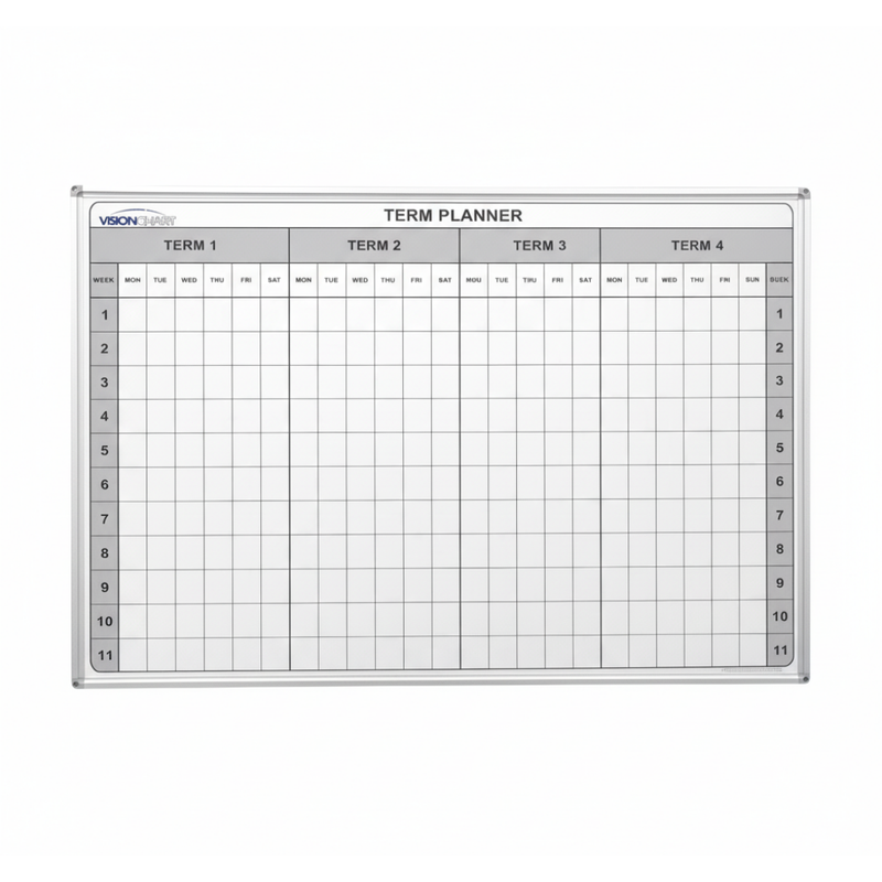 Visionchart School Planner Magnetic Whiteboard 1200 x 900mm 4 Term