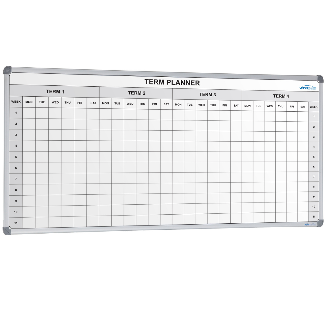 Visionchart School Planner Magnetic Whiteboard 1500 x 1200mm 4 Term