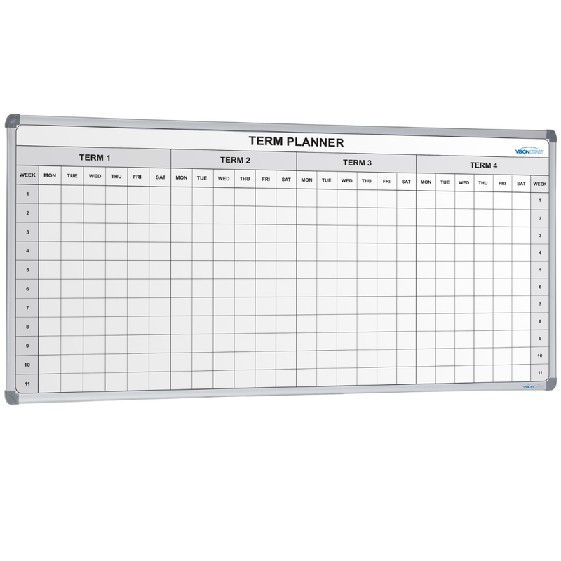 Visionchart School Planner Magnetic Whiteboard 1500 x 1200mm 4 Term