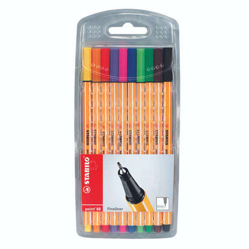 Stabilo Point 88 Fineliner Assorted Colours Wallet of 10
