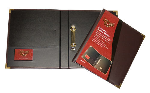 WATERVILLE W80-2D EXECUTIVE BINDER PVC A4 2D RING 25MM 315MM X 265MM X 45MM SPINE WITH BRASSED CORNERS BURGUNDY