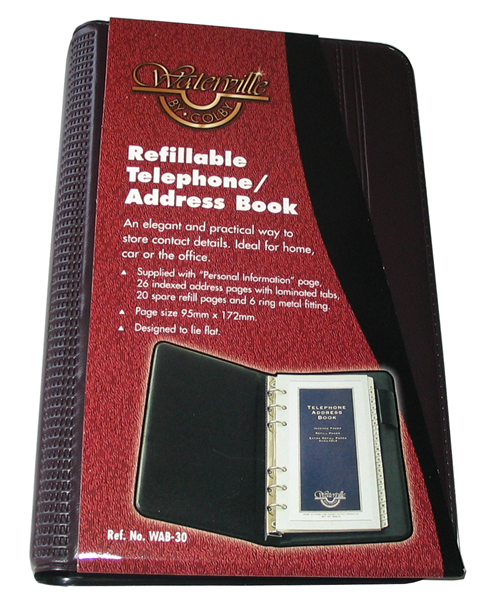 Waterville WAB-30 Refillable Telephone Address Book Burgundy
