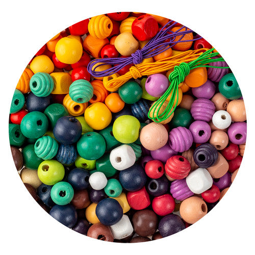 Educational Colours Wooden Beads Assorted 575g Jar