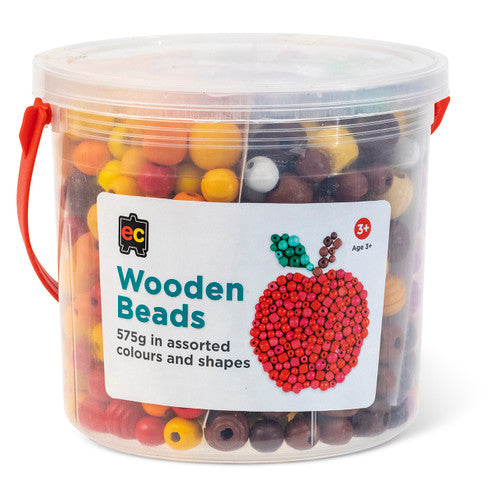 Educational Colours Wooden Beads Assorted 575g Jar