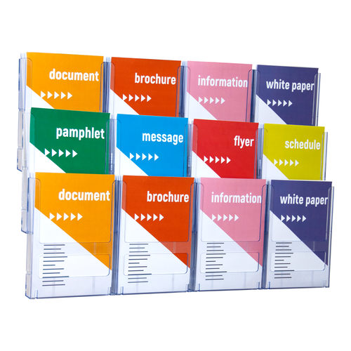 Deflecto Brochure Holder Lit-Loc Wall Display A4 x 12