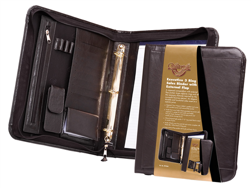 Waterville WF33A4 Zippered Binder with Flap Brown