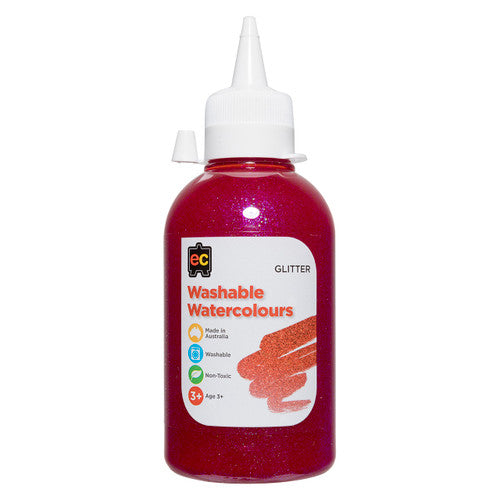 Educational Colours Glitter Washable Watercolour 250ml Pink