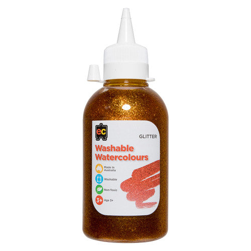 Educational Colours Glitter Washable Watercolour 250ml Yellow