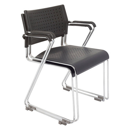 Rapidline Wimbledon Visitor Conference Chair Sled Base with Arms Black