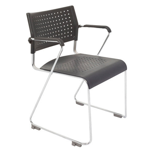 Rapidline Wimbledon Visitor Conference Chair Sled Base with Arms Black