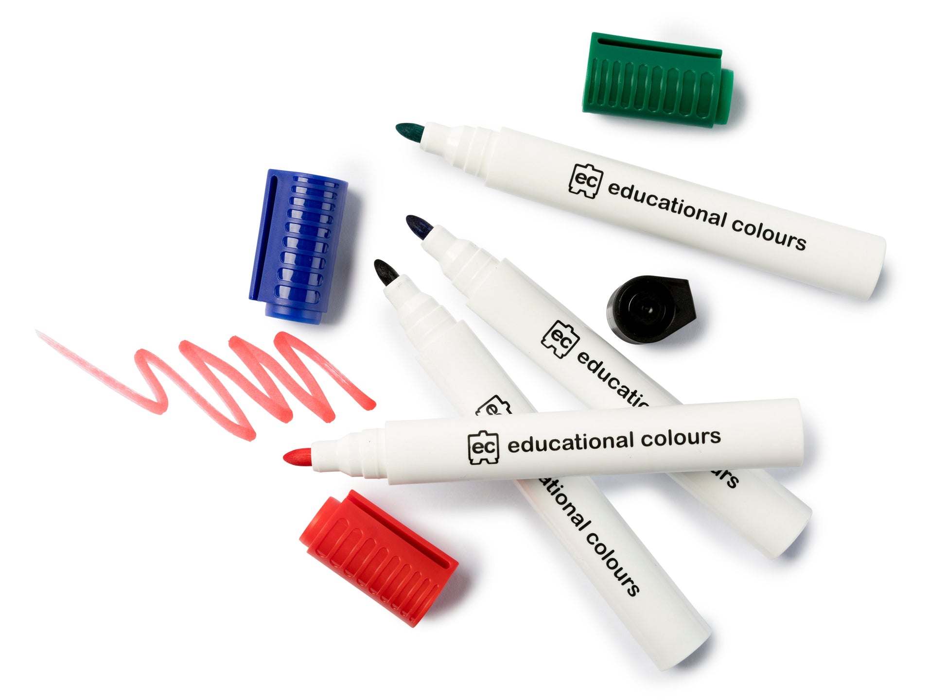 Educational Colours Whiteboard Markers Thick Pack of 4 Black Blue Green Red-2
