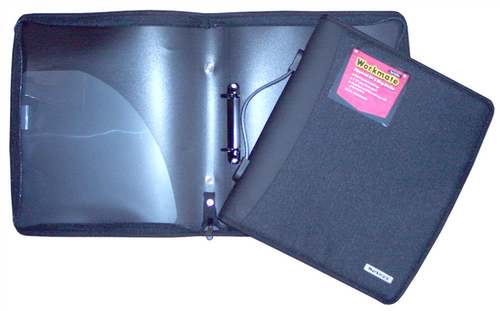 WORKMATE WM635A43D ZIPPERED BINDER NYLON FABRIC FINISH POLYPROPYLENE A4 3D RING 25MM 350MM WIDE X 280MM HIGH X 40MM DEEP BLACK