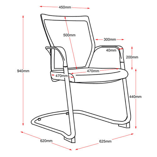 Rapidline WMCC Mesh Back Visitor Chair with Arms Black