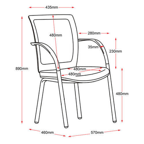 Rapidline WMV Mesh Back Visitor Chair with Arms Black