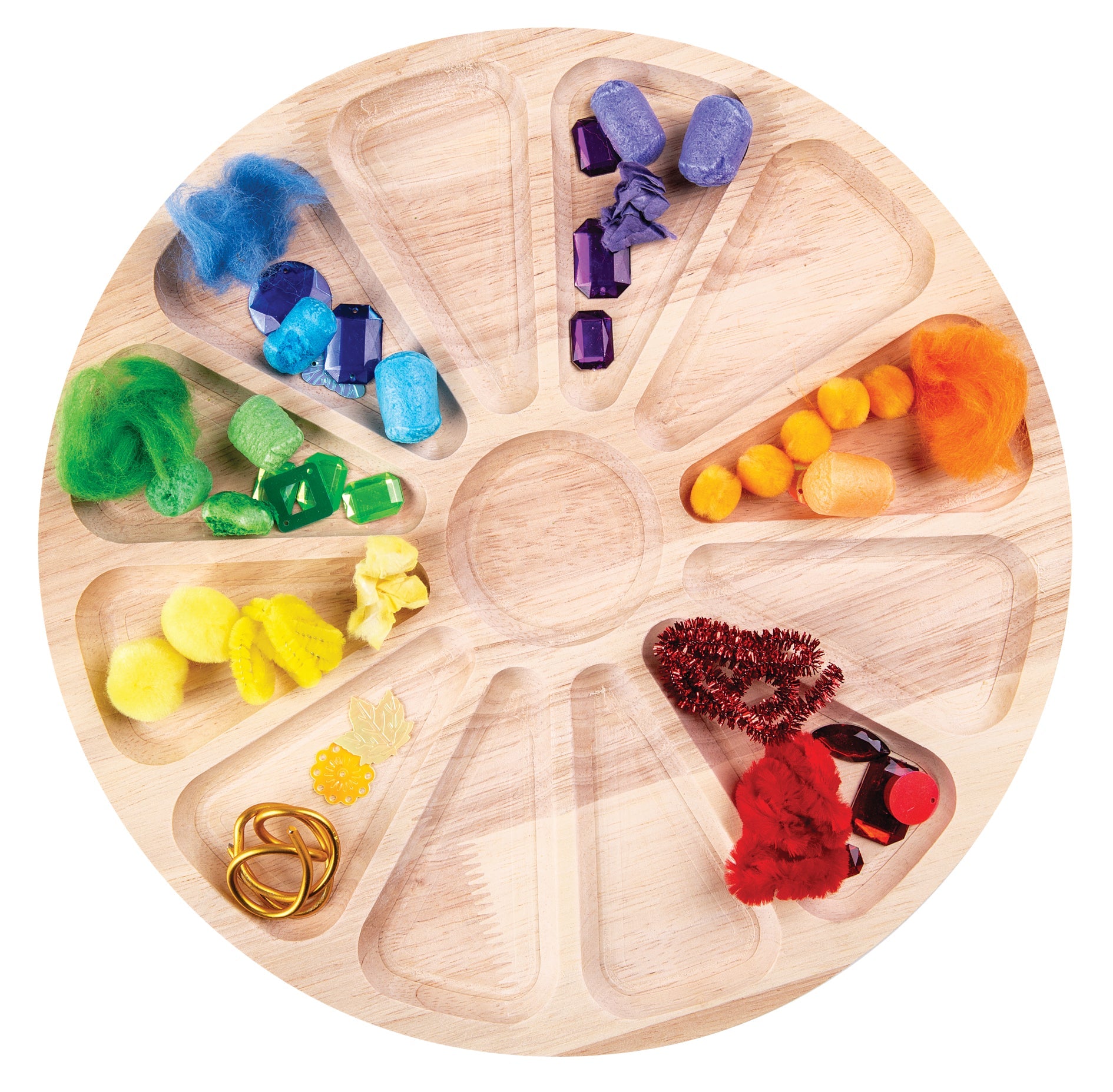 Zart Wooden Colour Wheel Tray 30cm Round Solid Beechwood 12 Segments-1