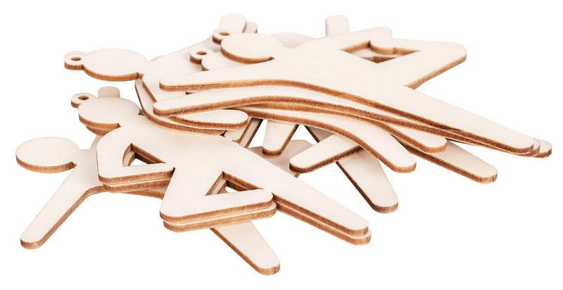 Zart Wooden Active Figures Pack of 24 3mm Plywood 6 Designs with String-2