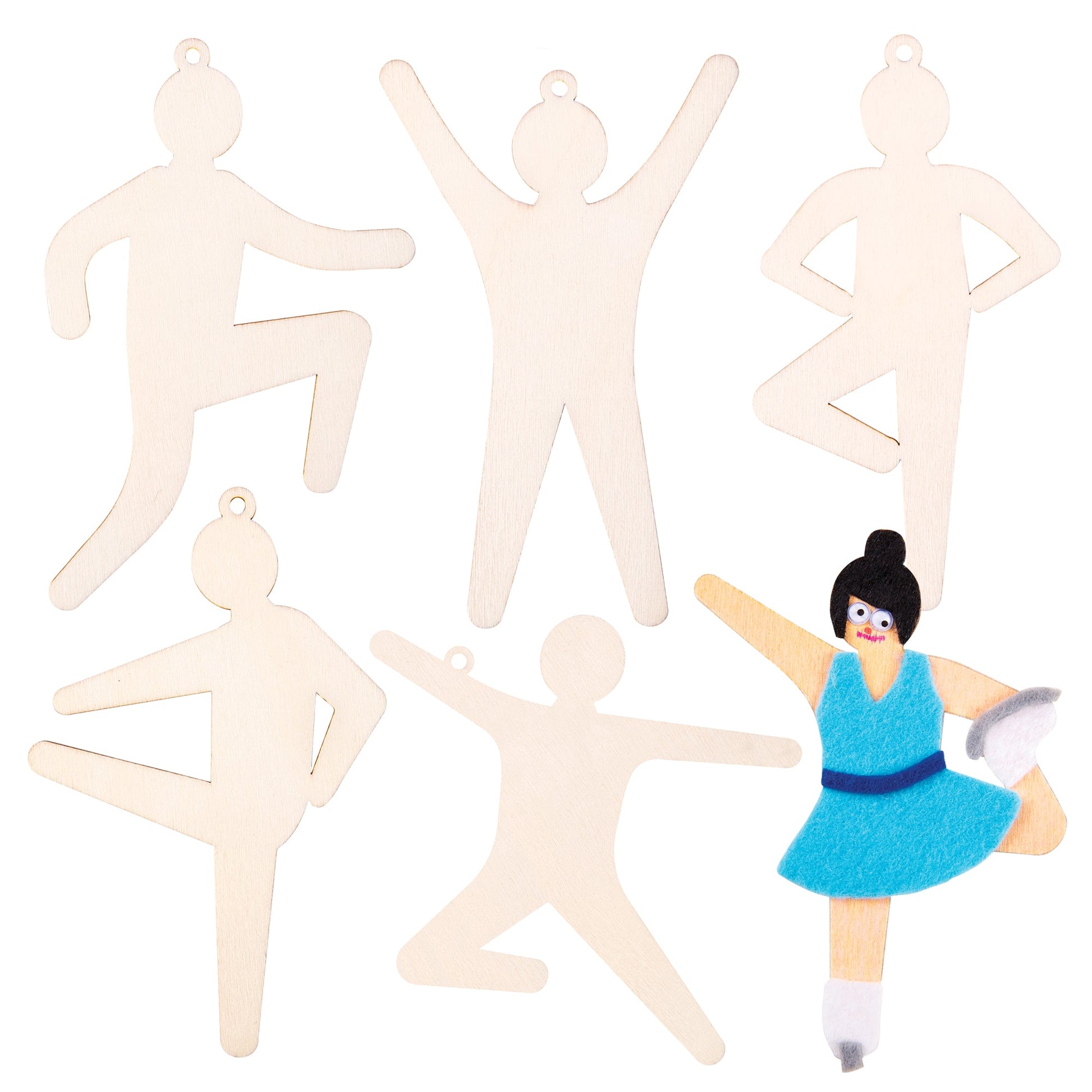 Zart Wooden Active Figures Pack of 24 3mm Plywood 6 Designs with String-1