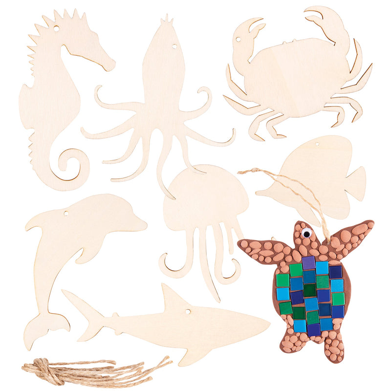 Zart Wooden Australian Sea Creature Shapes Pack of 24 8 Designs 5 to 14cm-1