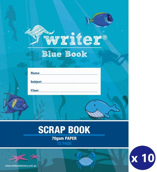 Writer Blue Book 330x240mm Scrap Book 72 Page 70gsm Pack 10