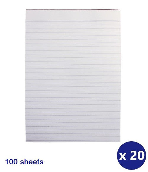 Writer Bank Office Pad Ruled 100 Sheet 8x5 200x125mm Pack 10 — front view
