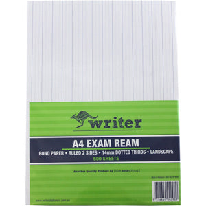 Writer A4 Exam Paper 14mm Dotted Thirds Landscape Ream 500 Sheets — front of ream