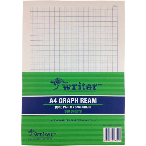 Writer A4 5mm Graph Paper Portrait One Side Ream 500 Sheets — front of ream