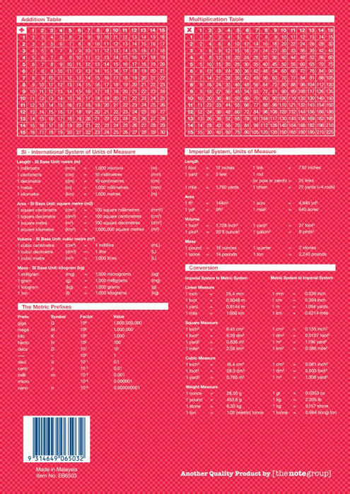 Writer Premium Exercise Book A4 128 Page 8mm Ruled Red Margin Square Cover Pack 10 — rear view