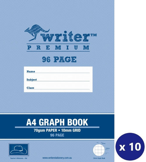 Writer Premium Graph Book A4 96 Page 10mm Hat Cover Pack 10 — front cover